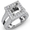2.5Ct Diamond Engagement Ring Princess Semi Mount Halo Setting 14k Gold White