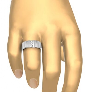 7mm Men's Solid Ring Channel Round Diamond Half Wedding Band 18k Gold White 0.15Ct