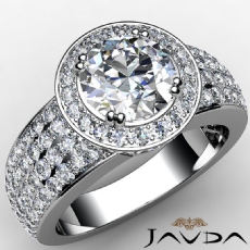 4 Row Shank Halo Pave Setting diamond Ring 18k Gold White