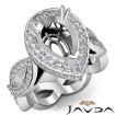Diamond Engagement Ring Pear Semi Mount Halo Pave Setting 18k White Gold 1.3Ct - javda.com 