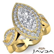Twisted Shank Circa Halo Pave diamond Ring 14k Gold Yellow