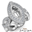 Diamond Engagement Ring Marquise Semi Mount Halo Pave Setting Platinum 950 1.3Ct - javda.com 