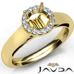 Halo Pave Setting Round Diamond Engagement Semi Mount Ring 18k Gold Yellow 0.2Ct
