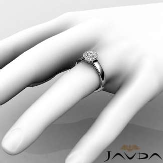 Halo Pave Setting Round Diamond Engagement Semi Mount Ring Platinum 0.2Ct