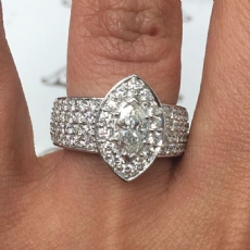 Celebrity Style 4 Row Halo diamond Ring 18k Gold White
