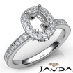 Halo Pave Setting Diamond Engagement 18k White Gold Cushion Semi Mount Ring 0.5Ct - javda.com 