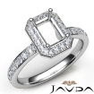 Diamond Engagement Halo Pave Setting Emerald Semi Mount Ring Platinum 950 0.45Ct - javda.com 