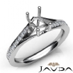 Pave Setting Diamond Engagement Emerald Cut SemiMount Ring Platinum 950 0.35Ct