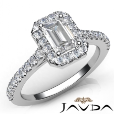 Classic Halo Pave Side Stone diamond Ring 14k Gold White