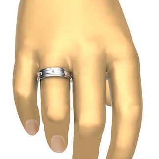 Round Diamond Men Ring Eternity Wedding Bevel Edge Solid Band 14k Gold White 0.2Ct
