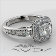 Halo Cathedral Milgrain diamond Ring 18k Gold White