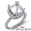 Diamond Engagement Halo French Cut Ring Cushion Semi Mount 18k White Gold 0.75Ct - javda.com 