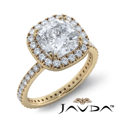 French V Pave Halo Eternity diamond Ring 18k Gold Yellow