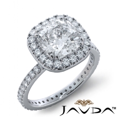 French V Pave Halo Eternity diamond Ring 18k Gold White