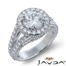 Split Shank Halo Bridge Accent diamond Ring 18k Gold White