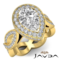 Twisted Shank Circa Halo Pave diamond Ring 18k Gold Yellow