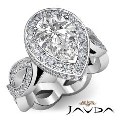 Twisted Shank Circa Halo Pave diamond Ring 18k Gold White