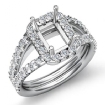 1Ct Diamond Engagement Ring Platinum 950 Emerald Semi Mount Halo Pave Setting - javda.com 