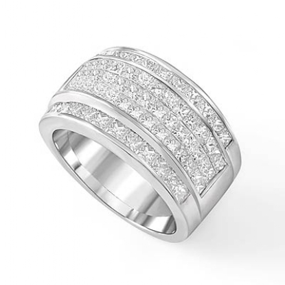 3.75 Ct Princess Diamond Men Wedding Ring 14k White Gold