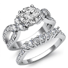 Prong Set 3 Stone Bridal Set diamond Ring 18k Gold White