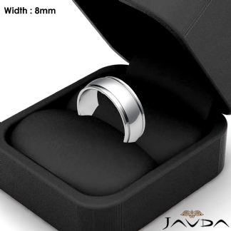 Mens Plain Wedding Solid Band Dome Step Ring 8mm 14k Gold White 7.3g 9-9.75 Sz