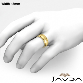 Mens Plain Wedding Solid Band Dome Step Ring 8mm 18k Gold Yellow 6.9g 4-4.75 Sz