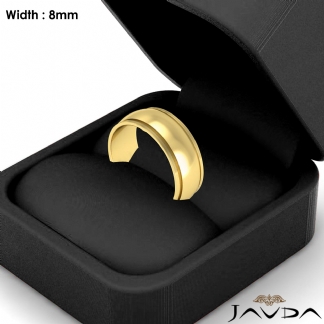 Mens Plain Wedding Solid Band Dome Step Ring 8mm 18k Gold Yellow 6.9g 4-4.75 Sz