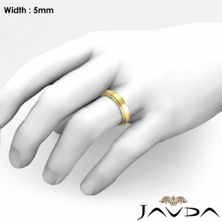 Flat Step Solid Ring Mens Wedding Plain Band 5mm 18k Gold Yellow 7.1g 11-11.75 Sz