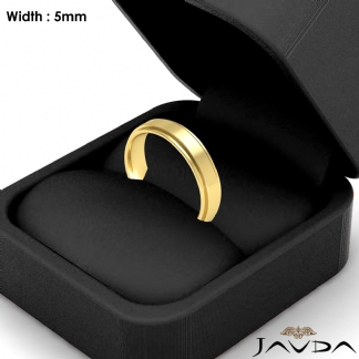 Flat Step Solid Ring Mens Wedding Plain Band 5mm 18k Gold Yellow 7.1g 11-11.75 Sz