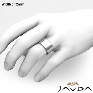 Mens Wedding Band Comfort Flat Pipe Cut Ring 12mm 14k Gold White 15.6g 10-10.75 Sz