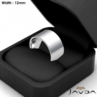 Mens Wedding Band Comfort Flat Pipe Cut Ring 12mm 14k Gold White 15.6g 10-10.75 Sz