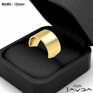 Mens Plain Wedding Band Flat Pipe Cut Ring 12mm 14k Gold Yellow 10.7g 6-6.75 Sz