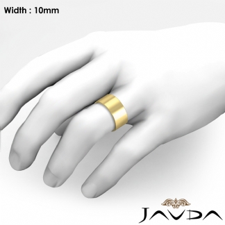 Comfort Flat Pipe Cut Ring Mens Wedding Band 10mm 14k Gold Yellow 12.2g 8-8.75 Sz