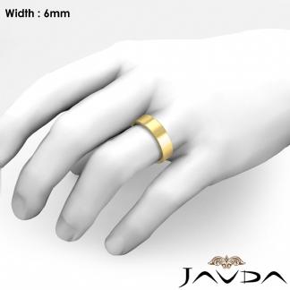 6mm Men Comfort Fit Flat Pipe Cut Wedding Band Ring 18k Gold Yellow 8.3g 7-7.75 Sz
