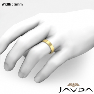 5mm 14k Gold Yellow Comfort Fit Men Wedding Band Flat Pipe Cut Ring 7.3g 12-12.75 Sz