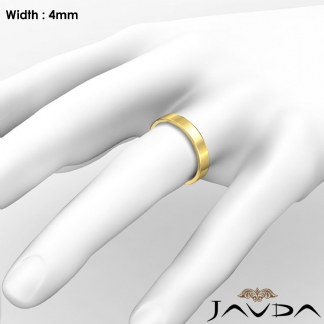 18k Gold Yellow Flat Pipe Cut Comfort Fit Band Men Wedding Ring 4mm 6.8g 12-12.75 Sz