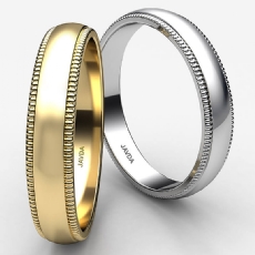 Milgrain Domed Wedding Band, Ring Size 6.75-7.75, 14K Yellow Gold