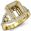 1.5Ct Diamond Engagement Ring Emerald Semi Mount 18k Gold Yellow Halo Setting