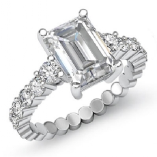 Prong Set Classic Side Stone diamond Ring Platinum 950