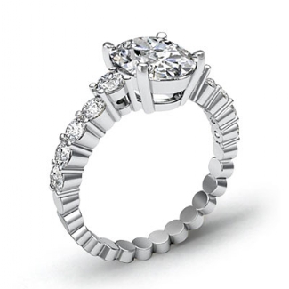 0.7Ct Round Diamond 10 Stone Engagement Semi Mount Ring Setting Platinum