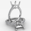 French U Pave Princess Diamond Semi Mount Engagement Ring 18k White Gold 0.31Ct - javda.com 