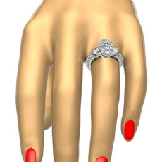 Micro Pave Set Three Stone diamond Ring 18k Gold White
