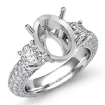 3 Stone Round Diamond Engagement Ring Setting Platinum 950 Oval Semi Mount 2.8Ct - javda.com 
