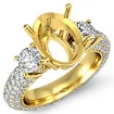 3 Stone Round Diamond Engagement Ring Setting 14k Gold Yellow Oval Semi Mount 2.8Ct