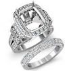 3.9Ct Diamond Engagement Ring Cushion Pave Bridal Set Semi Mount 14k Gold White