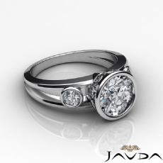 Bezel Setting Three Stone diamond Ring Platinum 950
