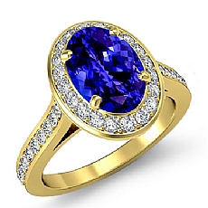 Accents Stone Halo Pave diamond Ring 18k Gold Yellow