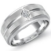 Princess Solitaire Diamond Mens Half Wedding Band 14k Gold White10.5mm Ring 0.25Ct