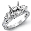 Three 3 Stone Round Diamond Engagement Ring Setting 14k White Gold Semi Mount 1.3Ct - javda.com 
