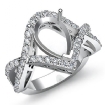 0.74Ct Diamond Engagement Ring Pear Cut Semi Mount Platinum 950 Twisted Shank - javda.com 